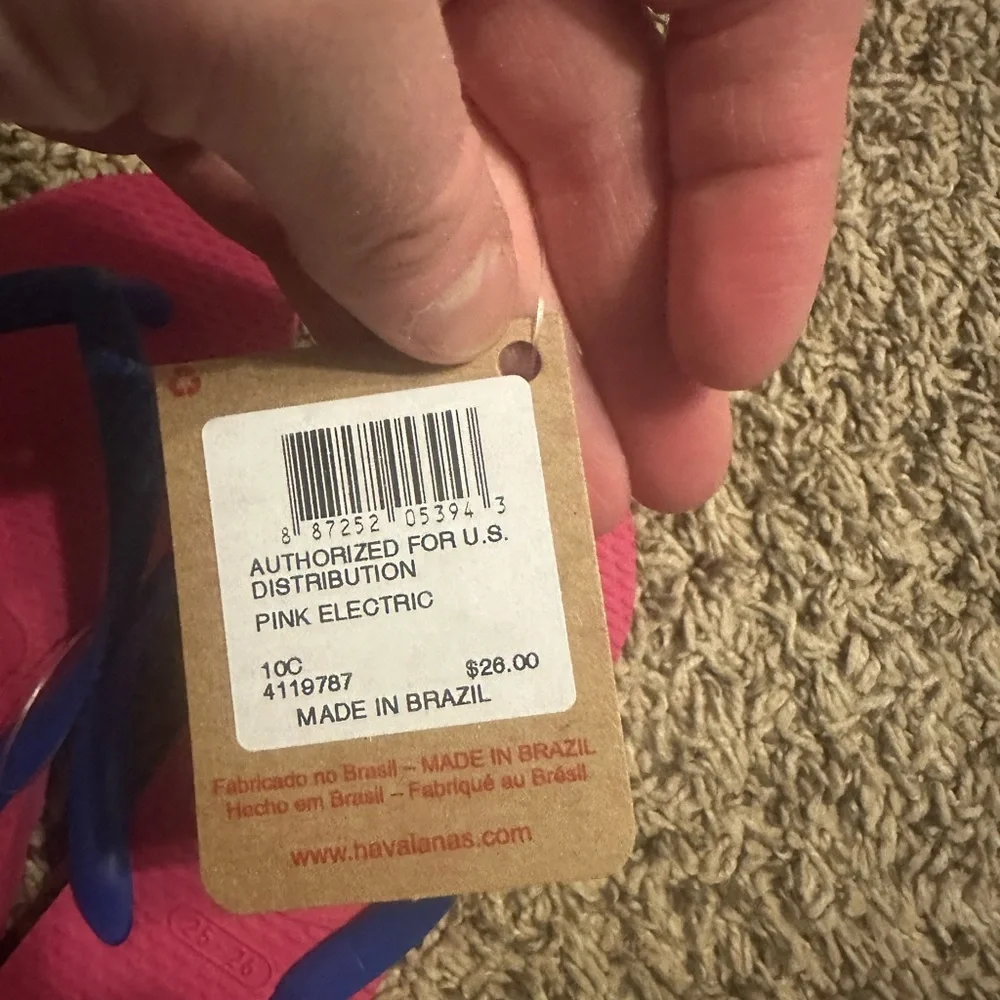 HAVAIANAS TODDLER ELECTRIC PINK FLIP-FLOP SANDALS: NWT: SZ 10